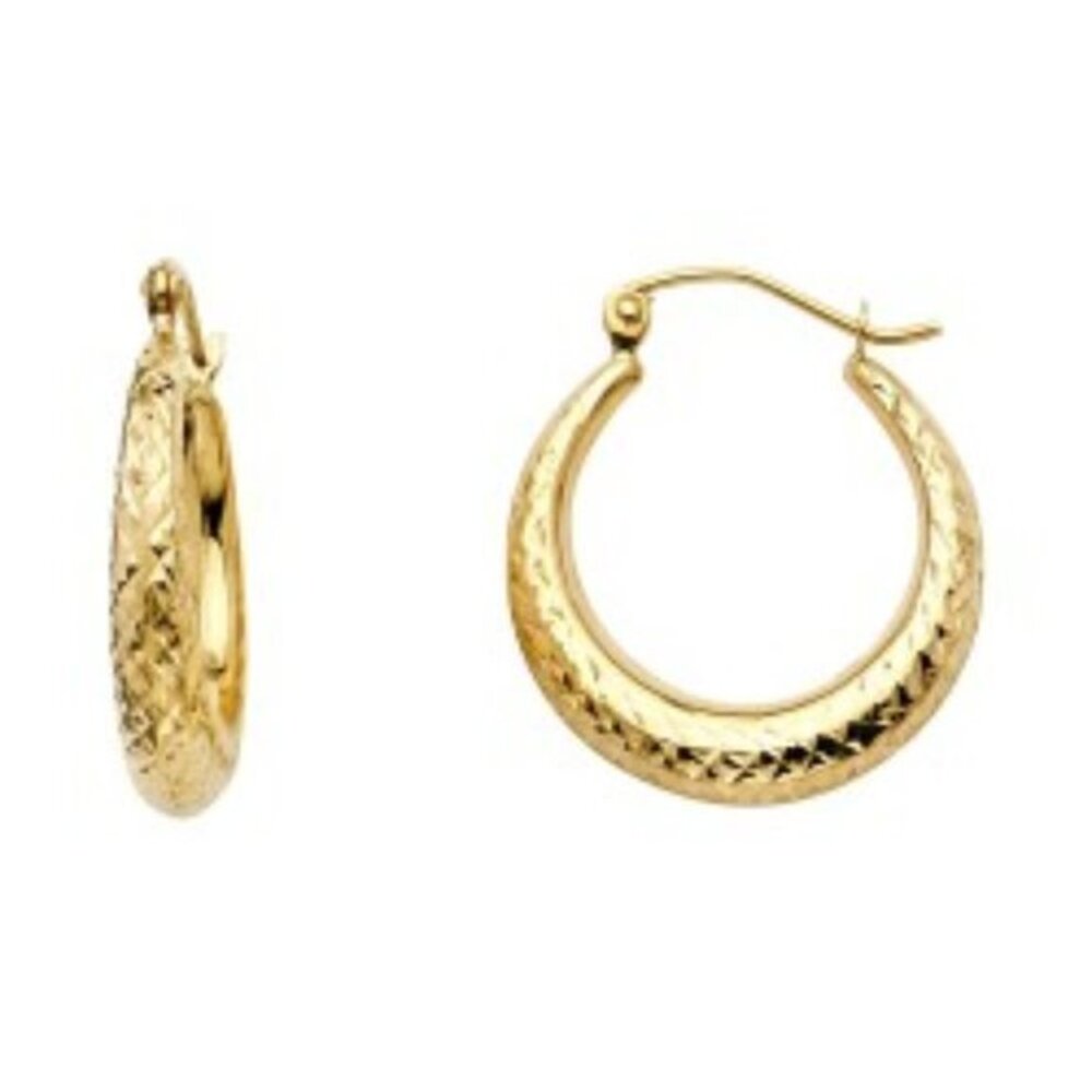 15mm Solid 14K Yellow Gold 4mm Hoop Earrings